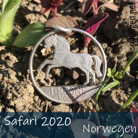 1 Krone, Norwegen:
„Da steht ein Pferd an 'nem Fjord.“
